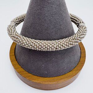 VTG Milor Sterling Silver 925 Popcorn Bead Design Hinged Bangle Bracelet